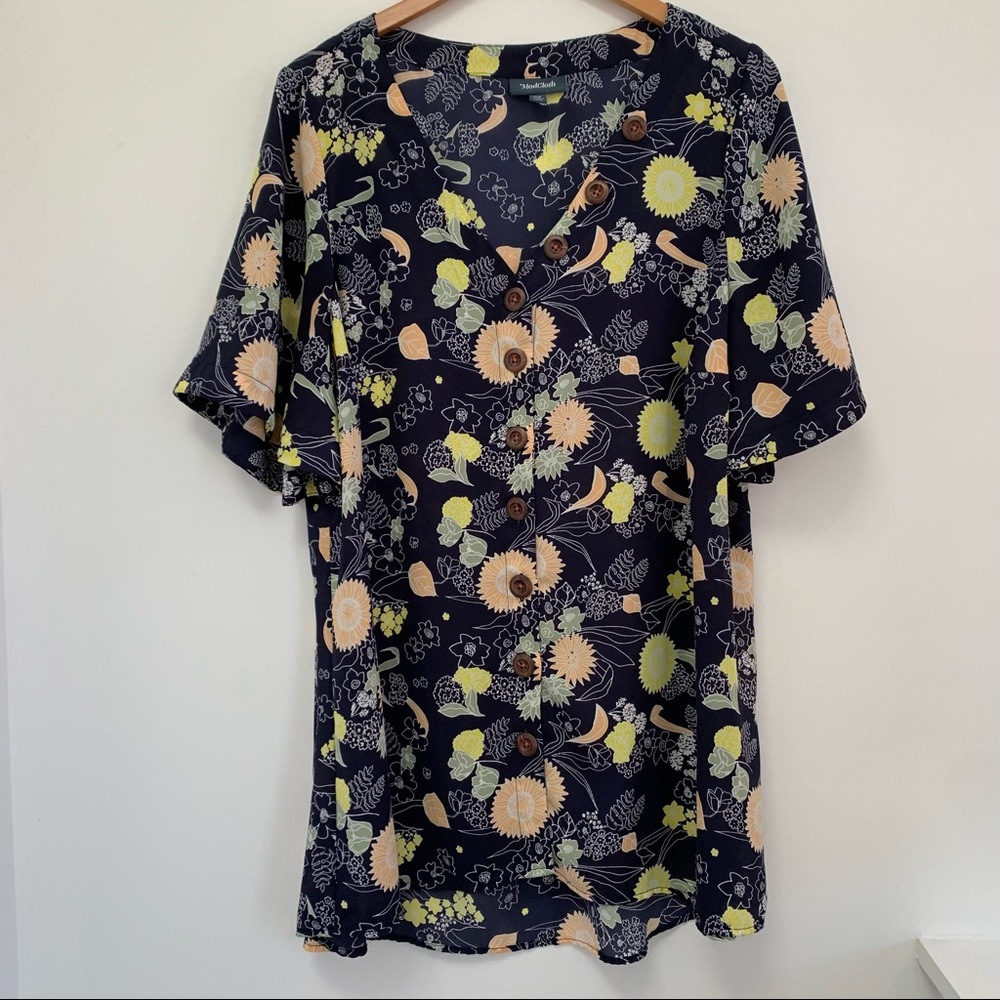 ModCloth floral button up blouse 2X